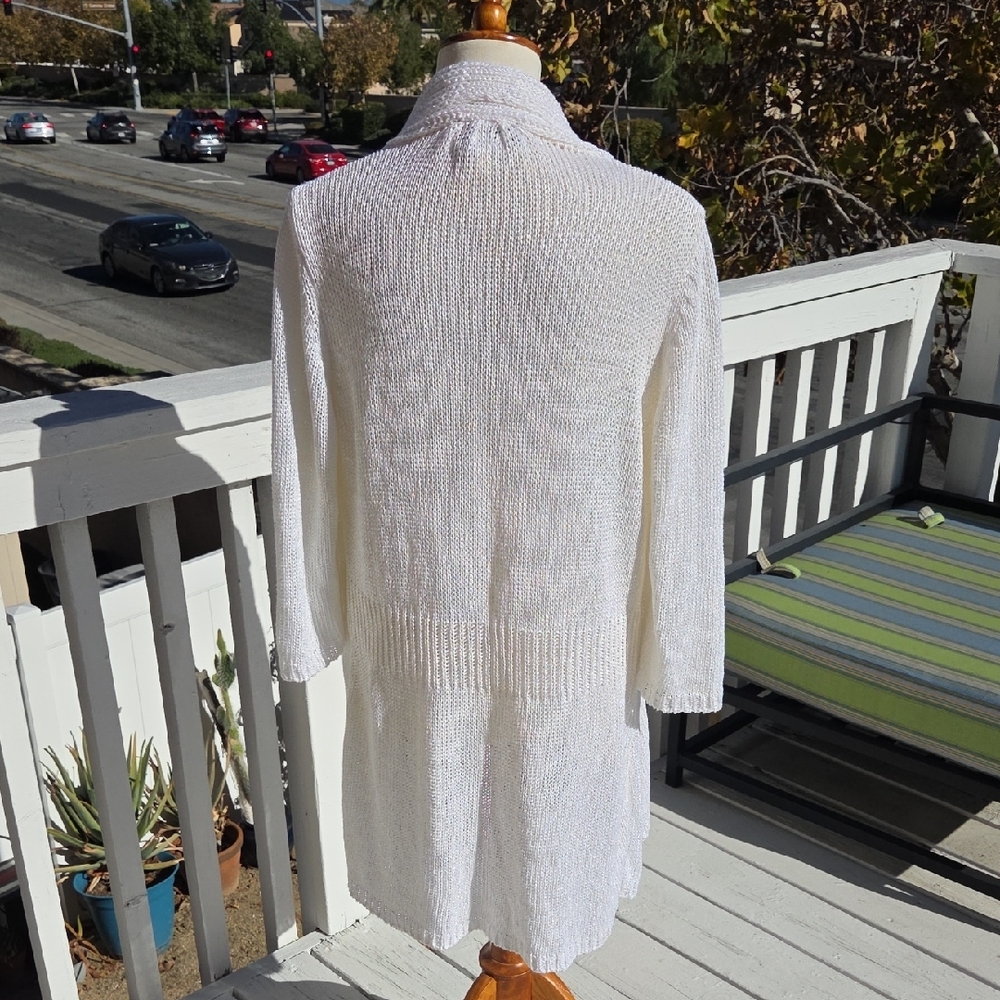 Angel Apparel Large White Open Front Cardigan - Picture 5 of 5